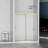 AISU 55-59" x 72" Frameless Double Sliding Shower Door, 5/16"(8mm) Tempered Glass, Brushed Gold