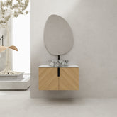 AISU 30" Wall-Mounted Bathroom Vanity With Top Ceramic Art Sink and Artificial Stone Slab, 2-Soft Close Door (KD-Packing)