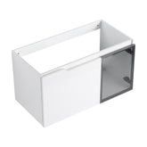 AISU 36" Wall-Mounted Bathroom Vanity, Glossy White Vanity & Grey Glass 1/2 Door, Plywood (KD-Packing)-Excluding Sink