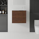 AISU 22 Inch Floating Bathroom Vanity with Sink, Soft-Close Door, Ceramic Sink, Brown