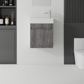 AISU 18 Inch Floating Bathroom Vanity with Sink, Soft-Close Door, Ceramic Sink, Grey