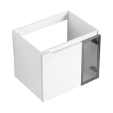 AISU 24" Wall-Mounted Bathroom Vanity, Glossy White Vanity & Grey Glass 1/2 Door, Plywood (KD-Packing)-Excluding Sink