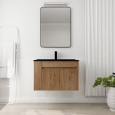 AISU 30" Bathroom Vanity With Black Ceramic Basin and Adjust Open Shelf(KD-PACKING)