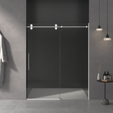 AISU 56"-60'W x 76"H Frameless Sliding Shower Door, with Premium 3/8"(10mm) Thick Tempered Glass, Double Side Easy Clean Coat, Chrome Finished With Buffer