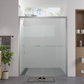 AISU 56-60"x74" Aluminum Frame Double Sliding Shower Door, Premium 1/4' (6mm) Clear Tempered Glass, Chrome  Finished