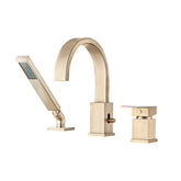 AISU 3-Hole Roman Waterfall Bathtub Faucet with Sprayer