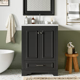 AISU 24" Modern Freestanding Bathroom Vanity with Ceramic Sink, Black