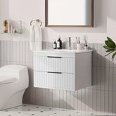 Meuble-lavabo mural blanc AISU de 24 po avec lavabo