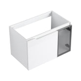 AISU 30" Wall-Mounted Bathroom Vanity, Glossy White Vanity & Grey Glass 1/2 Door, Plywood (KD-Packing)-Excluding Sink