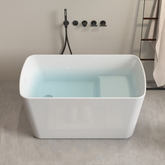 AISU 49” Acrylic Freestanding Soaking Bathtub, Square-shape Japanese Soaking Hot Tub, Glossy White