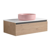 AISU 36" Wall-Mounted Bathroom Vanity with Pink Art Ceramic Sink & 1-Soft-Close Drawer, Plywood (KD-Packing)