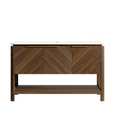 AISU 48" Freestanding Cabinet with 3 Doors&Open Shelf, Carrara White Sintered Stone Top, NO Basin, NO Faucet and Drain, Dark Walnut Woodgrain