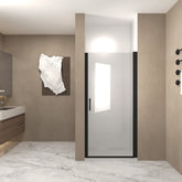 AISU 36"x 72" Pivot Shower Door, Matte Black Aluminum Frame, Half Frame, 1/4"(6mm) Tempered Glass Explosion Proof Film