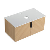 AISU 36" Wall-Mounted Bathroom Vanity With Top Artificial Stone Slab, 2-Soft Close Door, KD-Packing(Vanity Only, Without Sink)