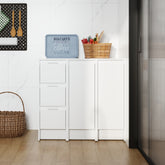 AISU 36" Freestanding Bathroom Storage Cabinet, Soft Close Doors and Drawers, Glossy White, Plywood, KD-Packing, 12'x3 Combination