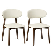 AISU, Solid Wood Dining Chairs Set of 2, Walnut Finish Frame with Beige Upholstered Seating, Farmhouse Kitchen & Dining Room Chairs with X-Shaped Metal Reinforcement, Easy Assembly