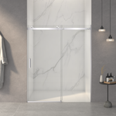 AISU 56-60"W x 72"H Frameless Sliding Shower Door, 5/16" (8mm) Thick SGCC Tempered Clear Glass, Double Side Easy Clean Coat, Brushed Nickel Finished With Buffer