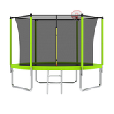 AISU 10FT Outdoor Trampoline for Kids, Basketball Hoop and Ladder, ASTM Approved
