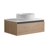 AISU 30" Wall-Mounted Bathroom Vanity with White Art Ceramic Sink & 1-Soft-Close Drawer (KD-Packing)
