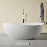 AISU 63" Luxury Freestanding Solid Surface Bathtub, Matte White