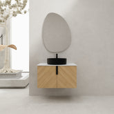 AISU 30" Wall-Mounted Bathroom Vanity With Top Ceramic Art Sink and Artificial Stone Slab, 2-Soft Close Door (KD-Packing)