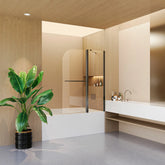 Portes de douche pliantes sans cadre pour baignoire, 43 po de largeur x 58 po de hauteur, verre trempé SGCC de 6 mm d'épaisseur, noir mat