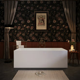 AISU 67" freistehende Badewanne aus massivem Material, freistehende Badewanne aus Steinharz mit Überlauf und Pop-up-Abfluss, Mattweiß