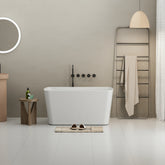 AISU 49'' freistehende Badewanne aus Acryl, quadratischer japanischer Whirlpool, Chrom-Überlauf und Schnellablauf