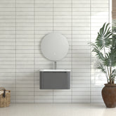 Meuble-lavabo flottant gris AISU avec vasque intégrée en céramique blanche