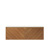 AISU 48" Wall-Mounted Brown Oak Plywood Cabinet and Carrara White Sintered Stone Countertop, NO Basin, NO Faucet and Sink Cove
