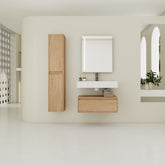 AISU Modern Wall-Mounted 30-Inch Bathroom Vanity with Resin Sink and Two Side Cabinet in Imitative Oak