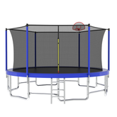 AISU 16FT Trampoline with Balance Bar & Basketball Hoop&Ball, ASTM Approved, Blue
