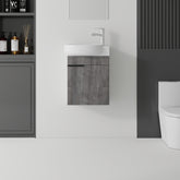 AISU 16 Inch Floating Bathroom Vanity with Sink, Soft-Close Door, Ceramic Sink, Grey