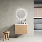 AISU 28" Wall-Mounted Bathroom Vanity with White Ceramic Sink & 1-Soft-Close Door, KD-Packing, Plywood