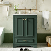 AISU 24" Modern Freestanding Bathroom Vanity with Ceramic Sink, Green