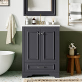AISU 24" Modern Freestanding Bathroom Vanity with Ceramic Sink, Dark Grey