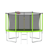 AISU 12FT Trampoline Green for Kids & Adults with Basketball Hoop and Ball