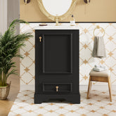 AISU 20" Modern Bathroom Vanity with Ceramic Sink, Black + 1 Door & Drawer