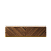 AISU Lumierge 60" Wall-Mounted Carrara White Sintered Stone Countertop and Dark Walnut Woodgrain Plywood Cabinet, NO Basin, NO Faucet and Sink Cover