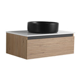 AISU 30" Wall-Mounted Bathroom Vanity with Black Art Ceramic Sink & 1-Soft-Close Drawer (KD-Packing)