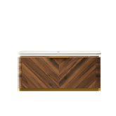 AISU Lumierge 36" Wall-Mounted Bathroom Vanity, Carrara White Sintered Stone Countertop and Dark Walnut Woodgrain, NO Basin, NO Faucet and Sink Cover