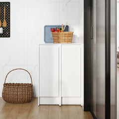 AISU 24" Freestanding Bathroom Storage Cabinet, Soft Close Doors, Glossy White, Plywood, KD-Packing, 12'x2 Combination