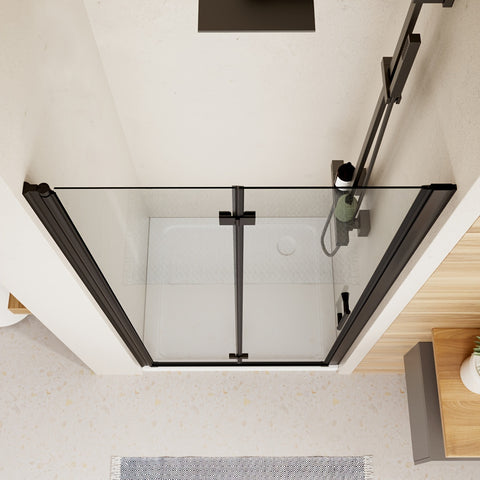 AISU 30in. W X 72in. H Frameless Pivot Bifold Shower Door, 1/4" (6mm) Clear SGCC Tempered Glass Shower Door