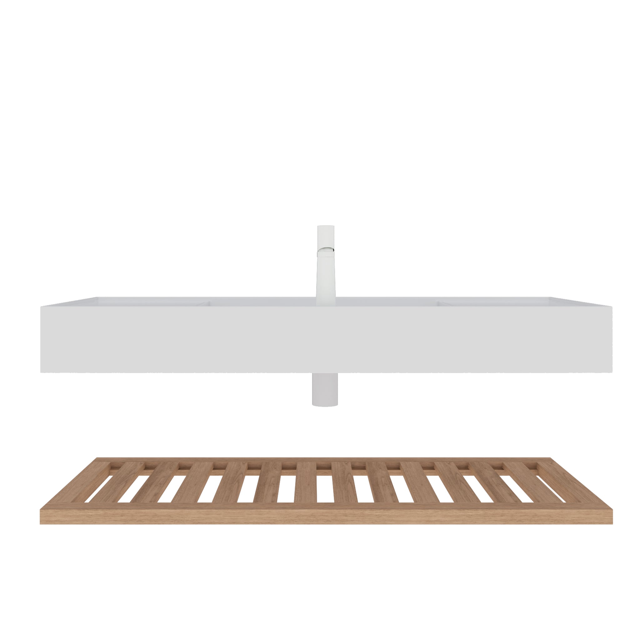 48" Wand-Waschtisch, modernes weißes Design (ohne Wasserhahn) 