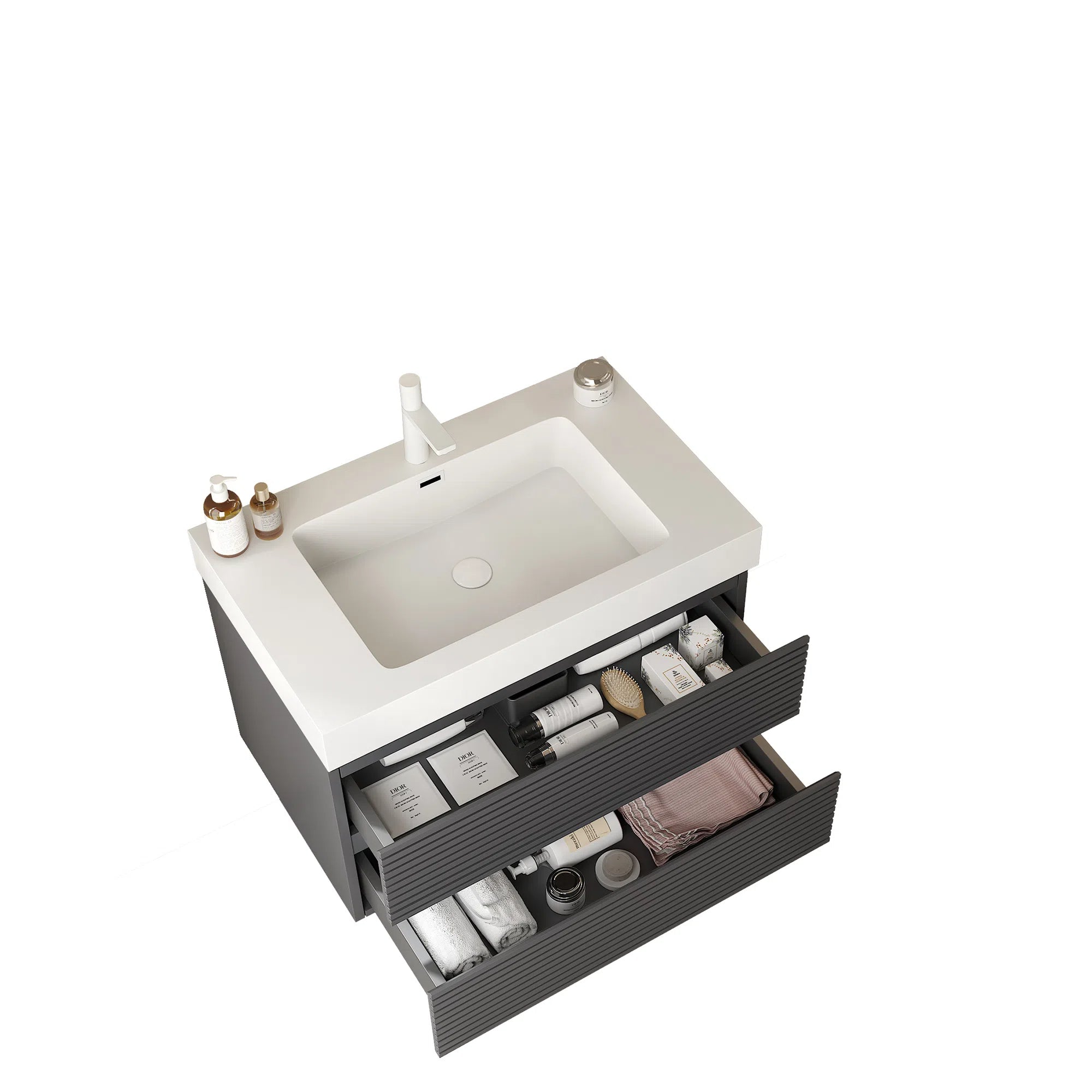 30" Badezimmerwaschtisch mit Unterbauwaschbecken, Grau 