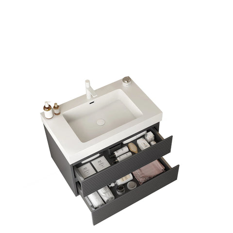 30" Badezimmerwaschtisch mit Unterbauwaschbecken, Grau 