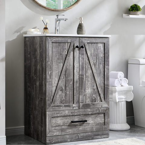 AISU 24" Farmhouse Badezimmer-Waschtisch mit Waschbecken
