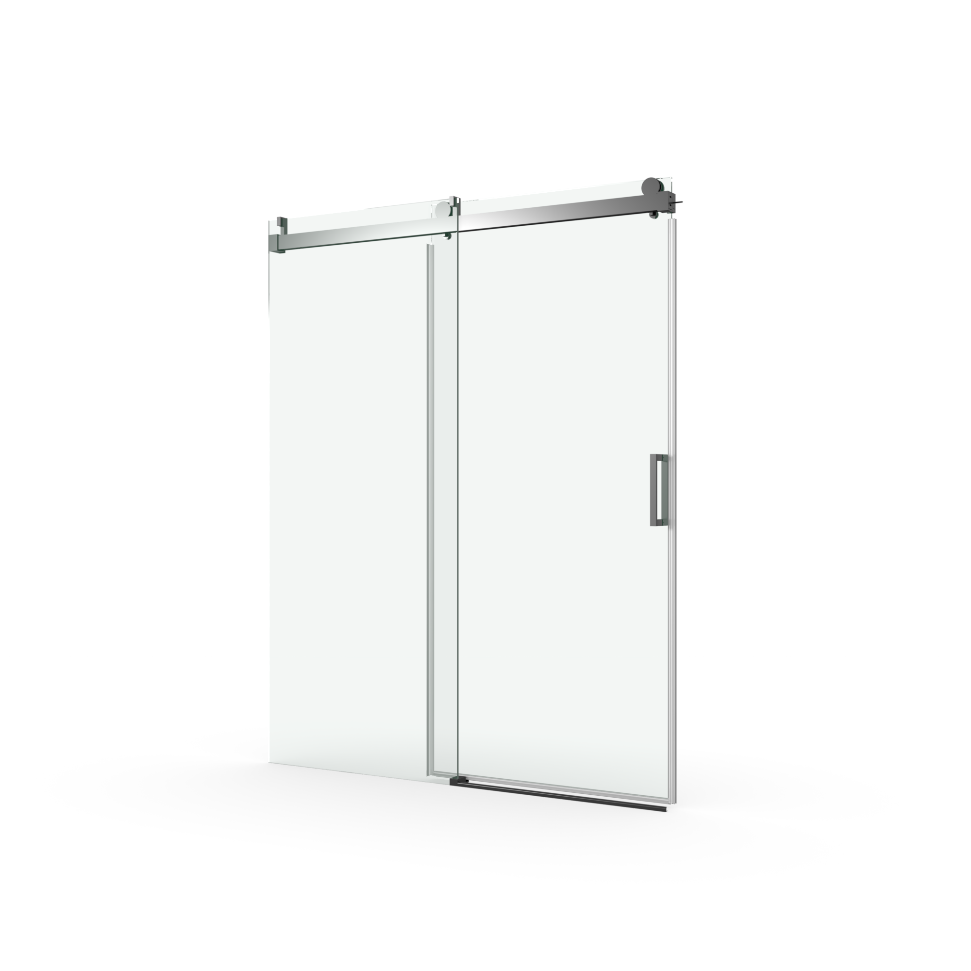 56" - 60" W x 76" H Frameless Soft-closing Single Sliding Shower Door, 3/8" (10mm) Tempered Glass, Matte Black