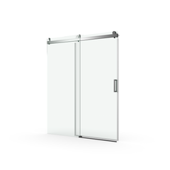 56" - 60" W x 76" H Frameless Soft-closing Single Sliding Shower Door, 3/8" (10mm) Tempered Glass, Matte Black