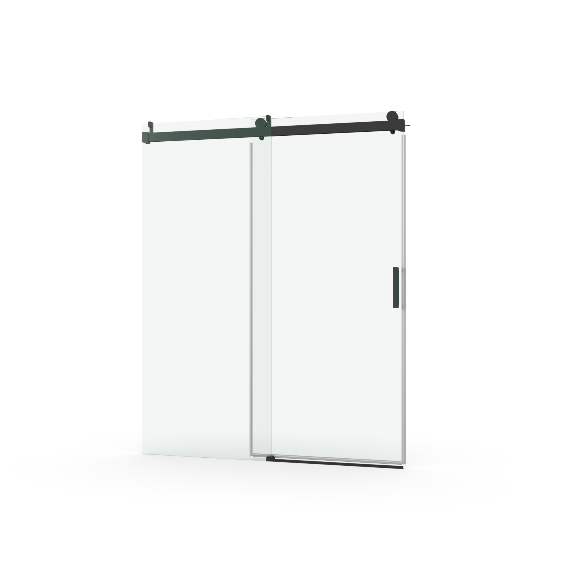 56" - 60" W x 76" H Frameless Soft-closing Single Sliding Shower Door, 3/8" (10mm) Tempered Glass, Matte Black